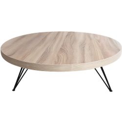 Round Coffee Table (35”) – Modern Wood & Hairpin Legs