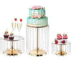 Gold Cake Stand Set of 3, Metal Mirror Cake Stand 