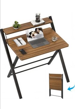 Folding Desk with Upper Shelf