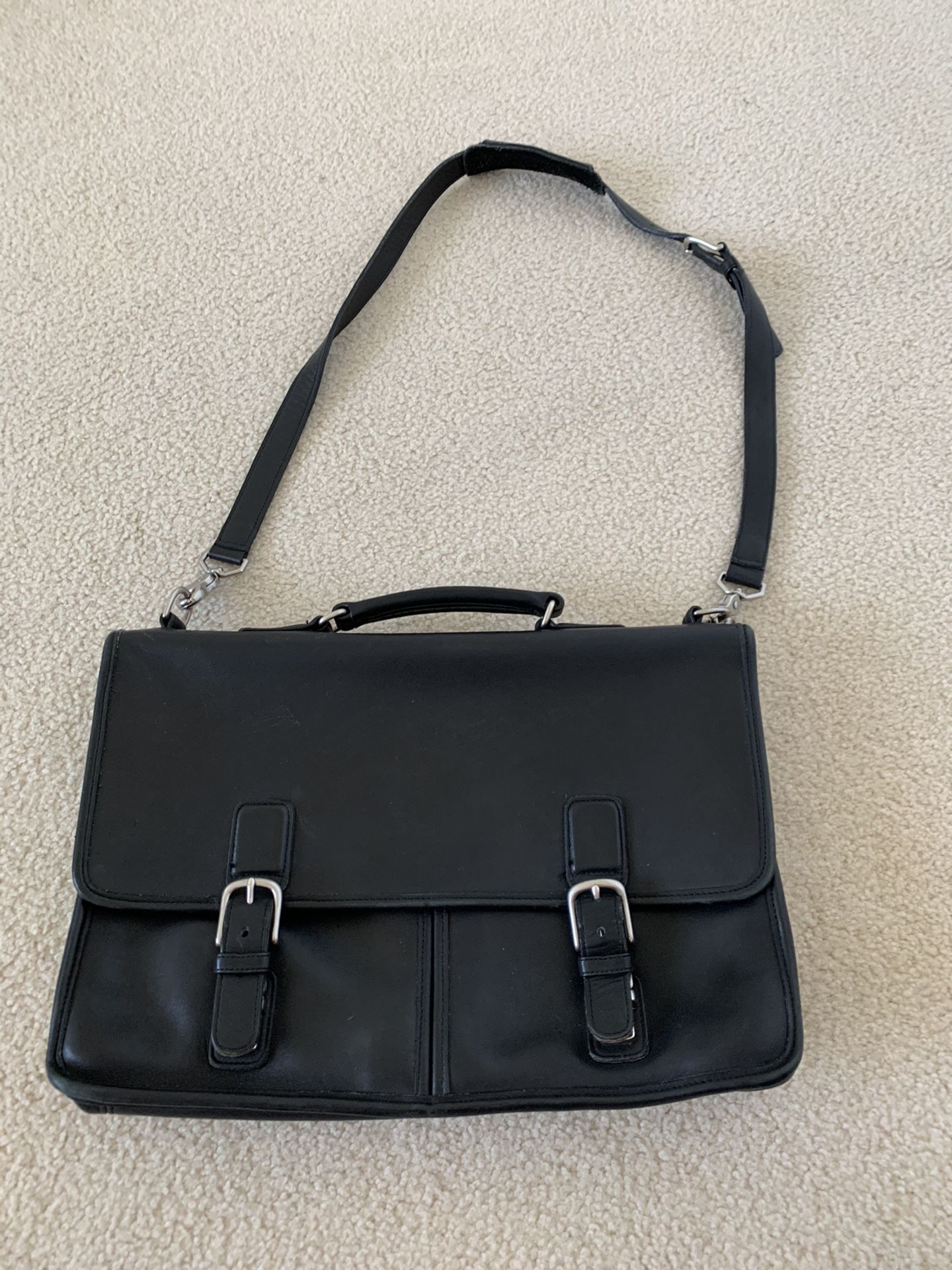 Coach black leather messenger bag