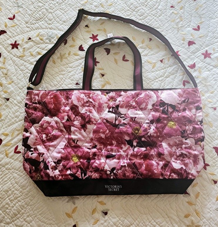 VICTORIA'S SECRET LIMIT EDITION QUILTED FLORAL WEEKENDER TOTE CROSSBODY