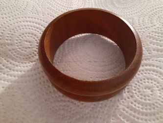 Vintage Wood Wide Bangle Bracelet