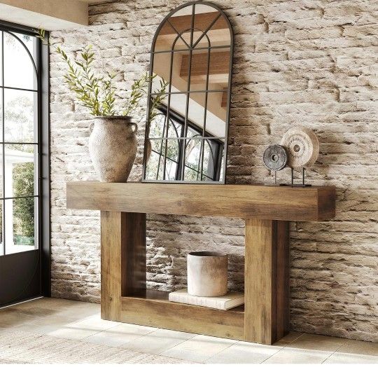 63 Inches Long Console Table, 2-Tier Farmhouse Sofa Table Behind Couch, Large Narrow Entryway Table for Living Room, Wooden Hallway Foyer Table with H