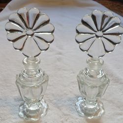 PAIR VINTAGE ART DECO CUT GLASS PERFUME BOTTLES. STUNNING! DENVER 80209
