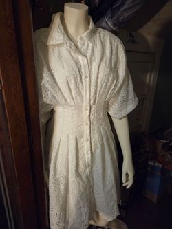 White Eyelet Cotton Shirtdress