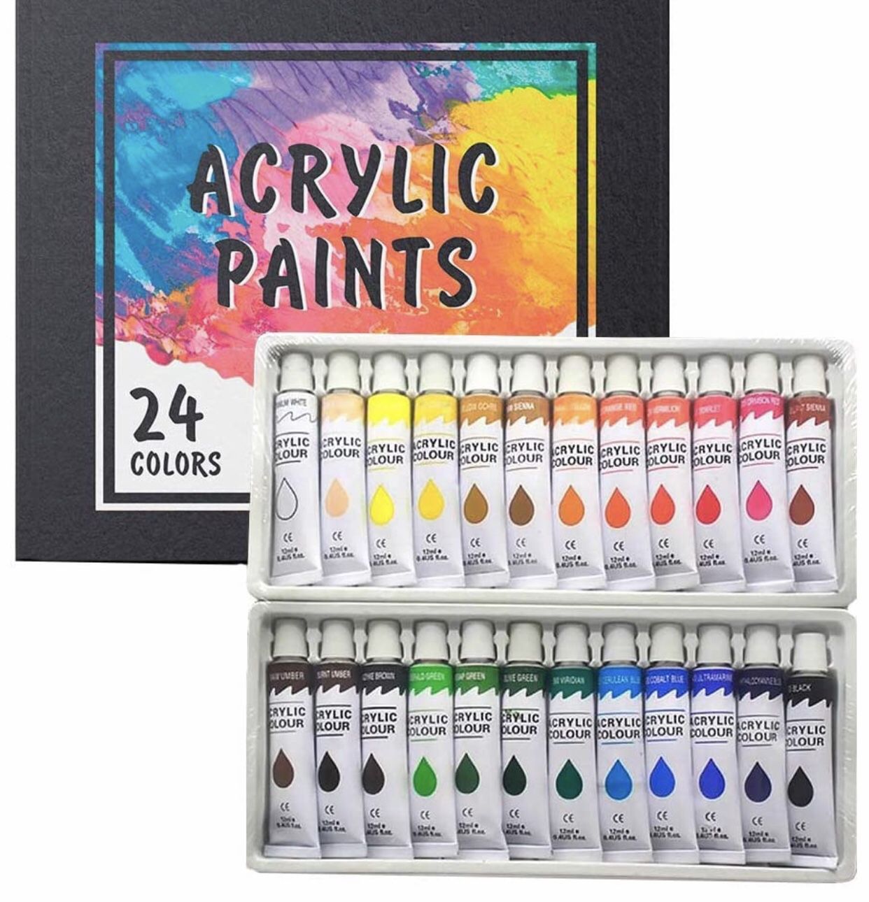 Acrylic paint set 24 colors/tube