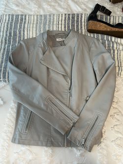 Gray Calvin Klein, Leather Jacket