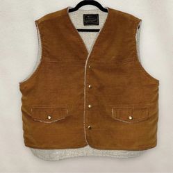 VTG Westwind Sportswear Western Vest USA Fleece Lined Snap Button Brown Size XL