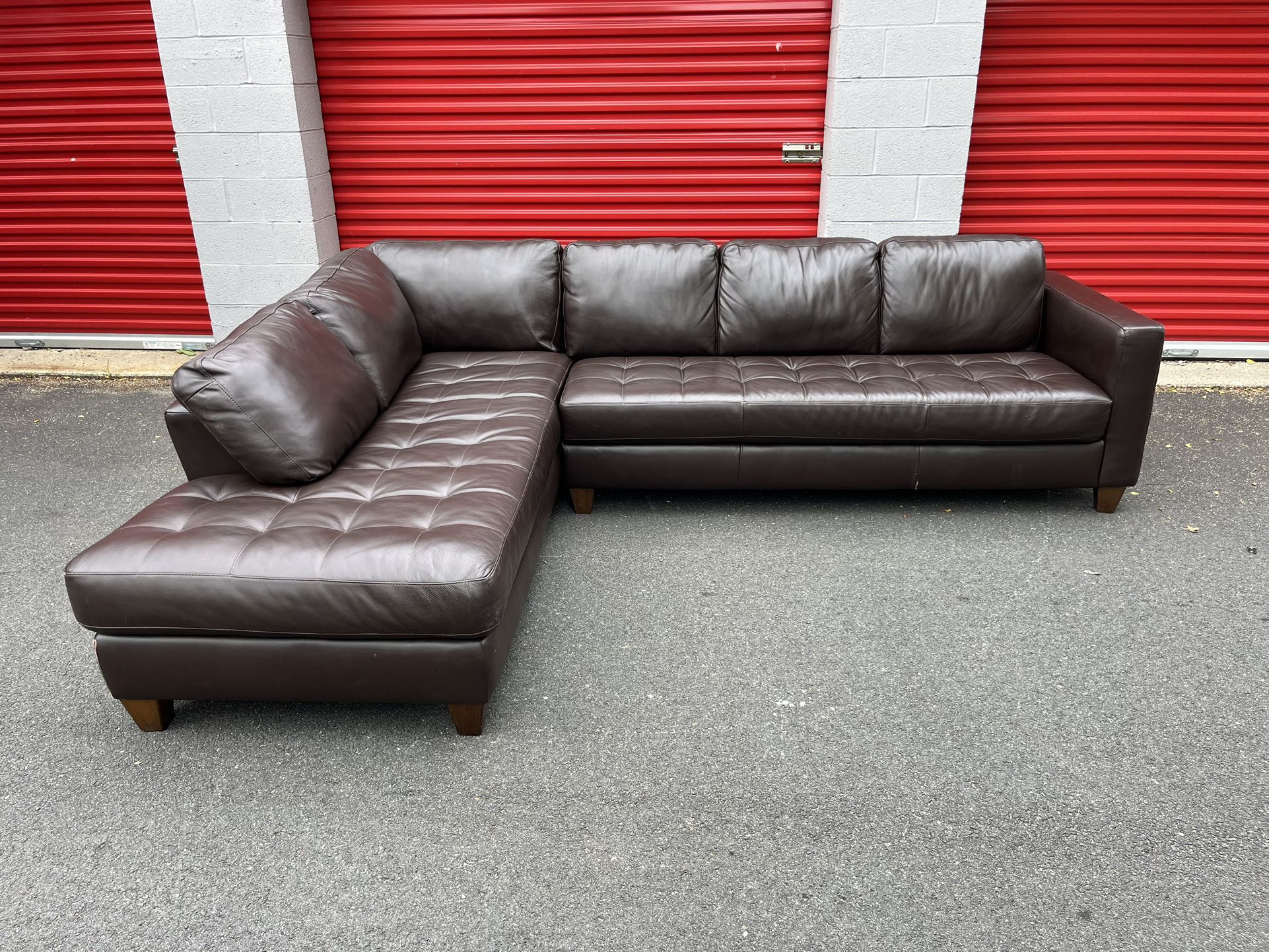 Macy Milano Brown Leather Sectional Couch Great Condition