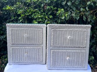 Pair of White Wicker nightstands