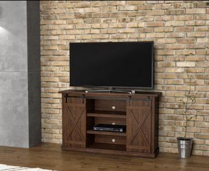 Bell'O Cottonwood 54 in. Sawcut Espresso Wood TV Stand Fits TVs Up to 60 in. with Storage Doors