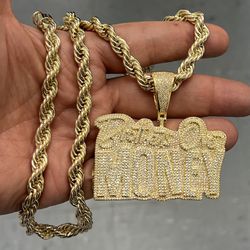 icy simulated diamonds stones pendant and 8mm Rope necklace 🔥🔥🔥
