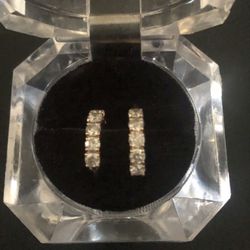 10k Gold Diamond Hoop Earrings ! 1 Full Ct $320. 00 Price Is Firm Will Not Respond To Low Offers.