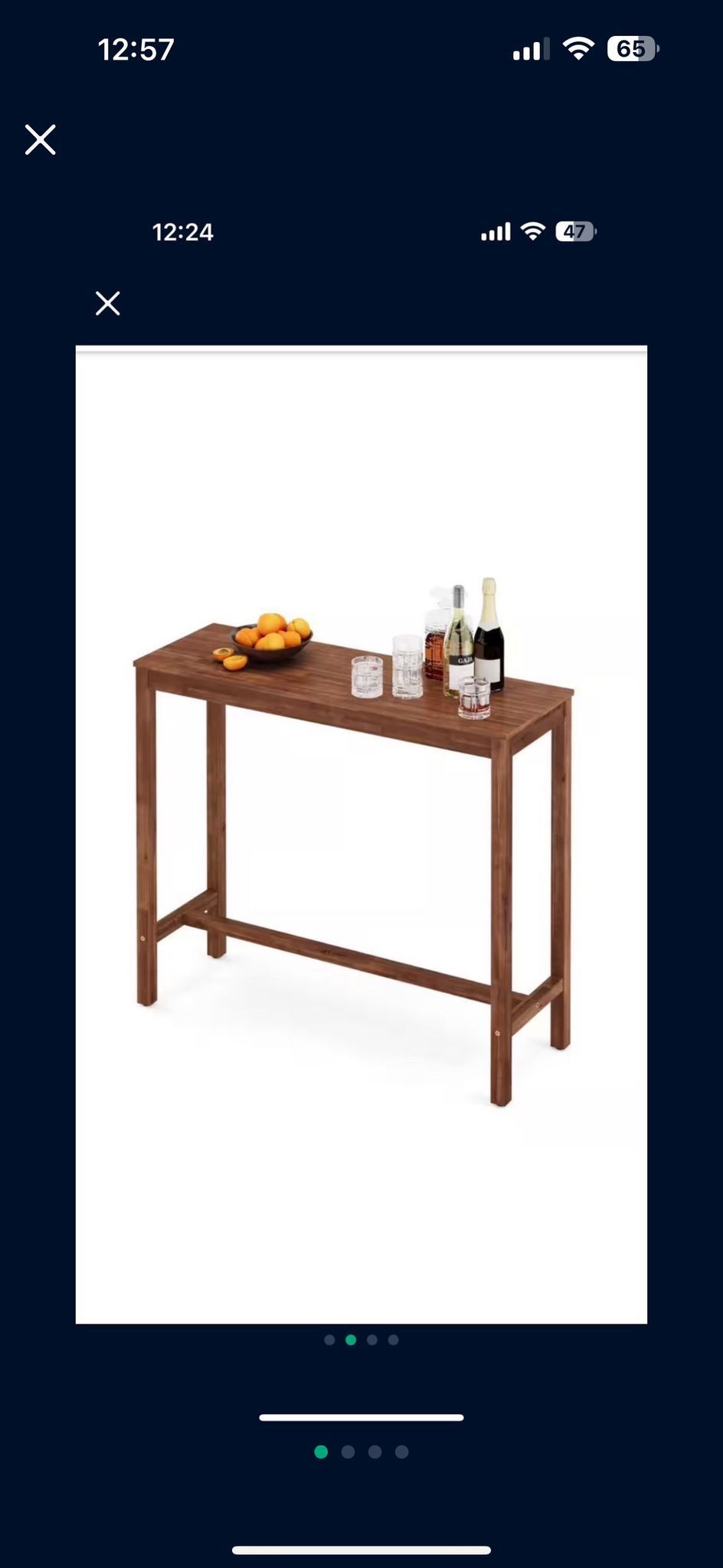 45 in. Teak Standard Rectangle Solid Acacia Wood Console Table Entryway Table Narrow Hall Table Sofa Table 16*