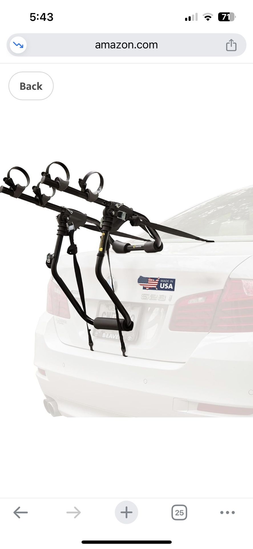 Saris Trunk Bike Rack (Hitch-less 2 Bike)
