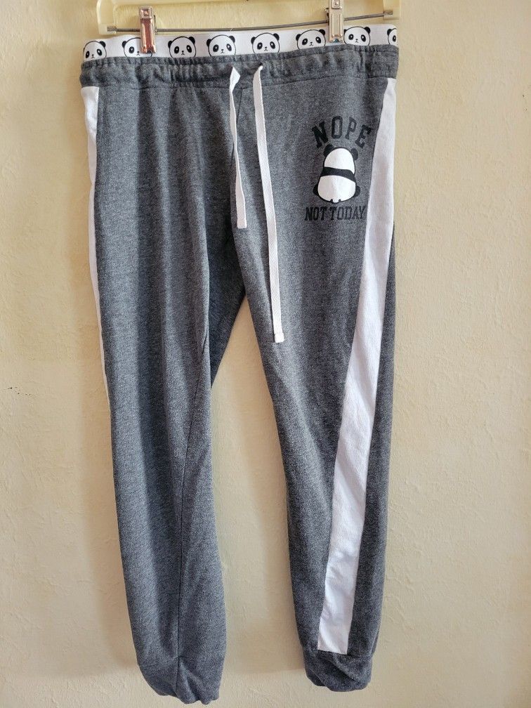 Women's Electric Pink 'Nope Not Today' Panda Sweatpants Sz M