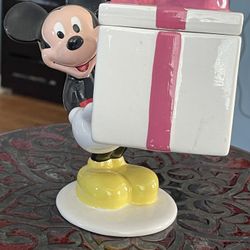 Collectible Ceramic Mickey Mouse holding a Gift box-Vintage from the 1980's