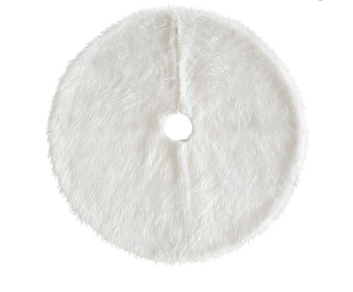Christmas Tree Base Cover White Faux Fur Carpet