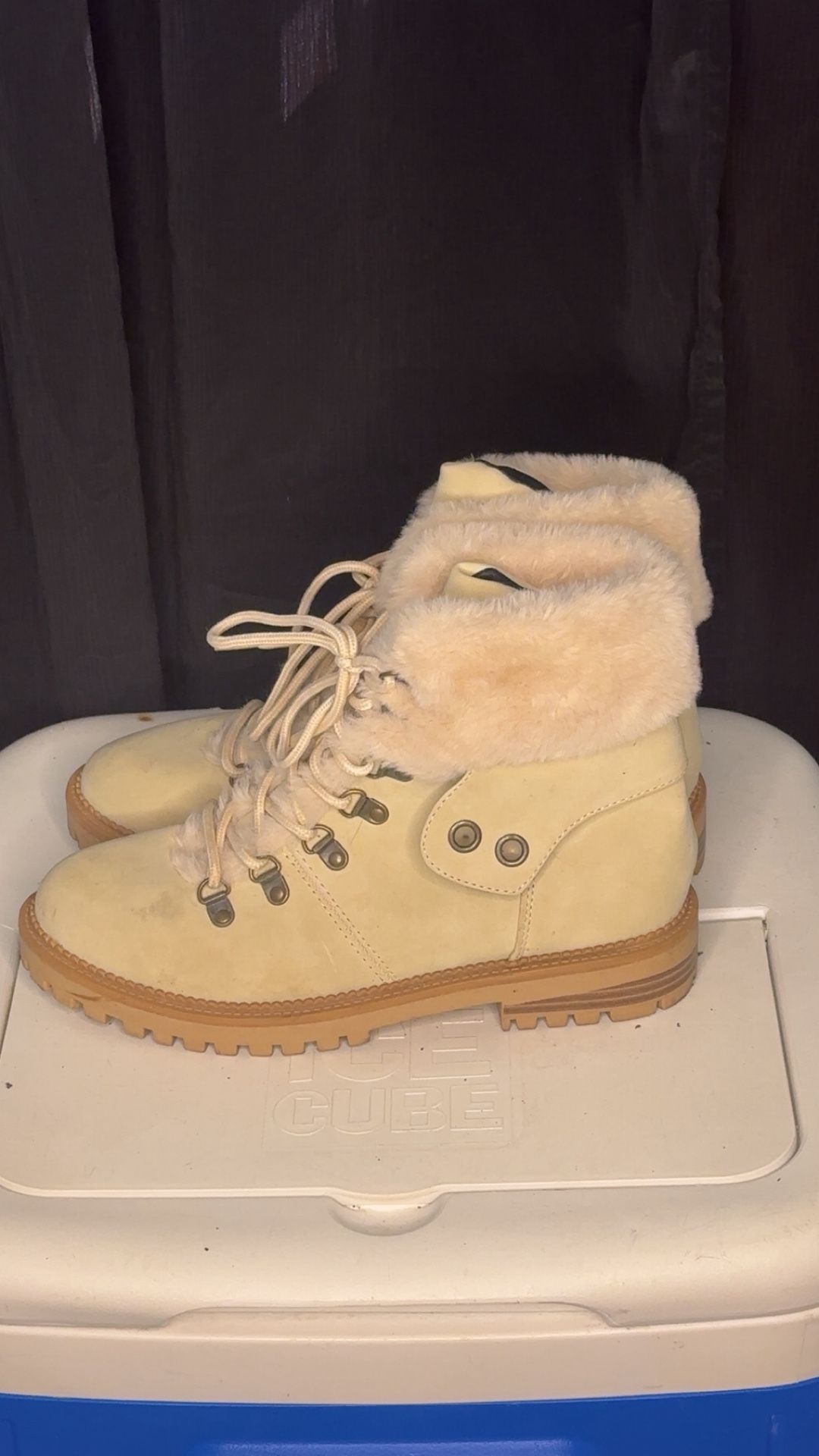 Beige Fur Boots