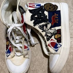 Alexander McQueen Designer Canvas High Top Sneakers Shoes Italy 