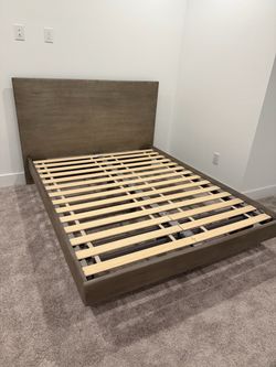 West Elm Anton Solid Wood Queen Bed - Sumitra Gray