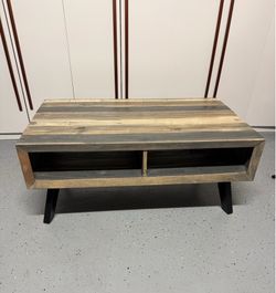 Modern Wooden Coffee Table with Open Compartments