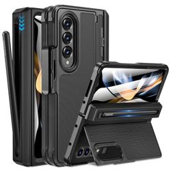 Caka for Samsung Galaxy Z Fold 4 Case [Thinner S Pen Holder] [Hidden Kickstand] [Hinge Protection] [Screen Protector] Full Body Hard Shockproof Phone 
