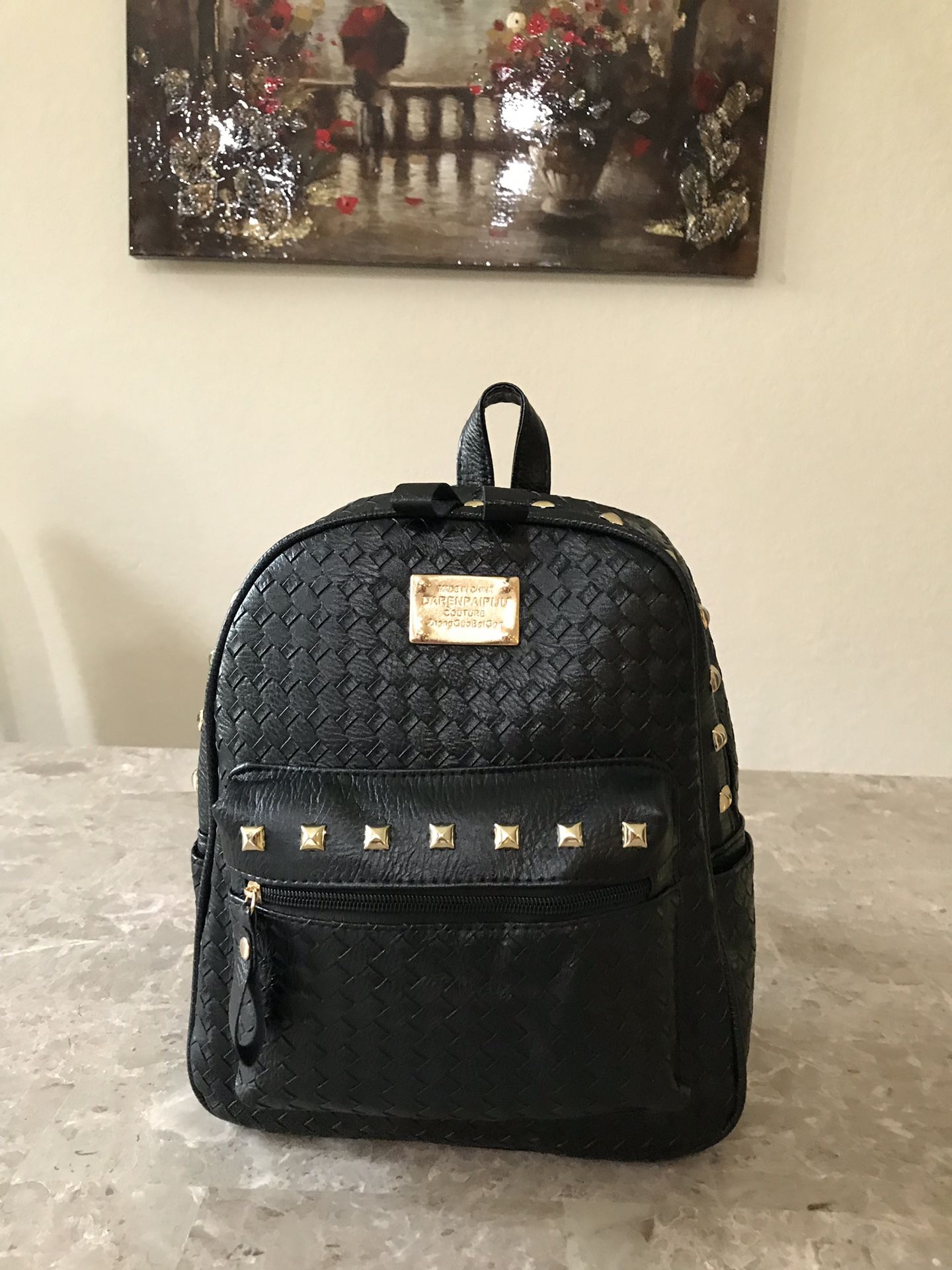PU leather backpack purse
