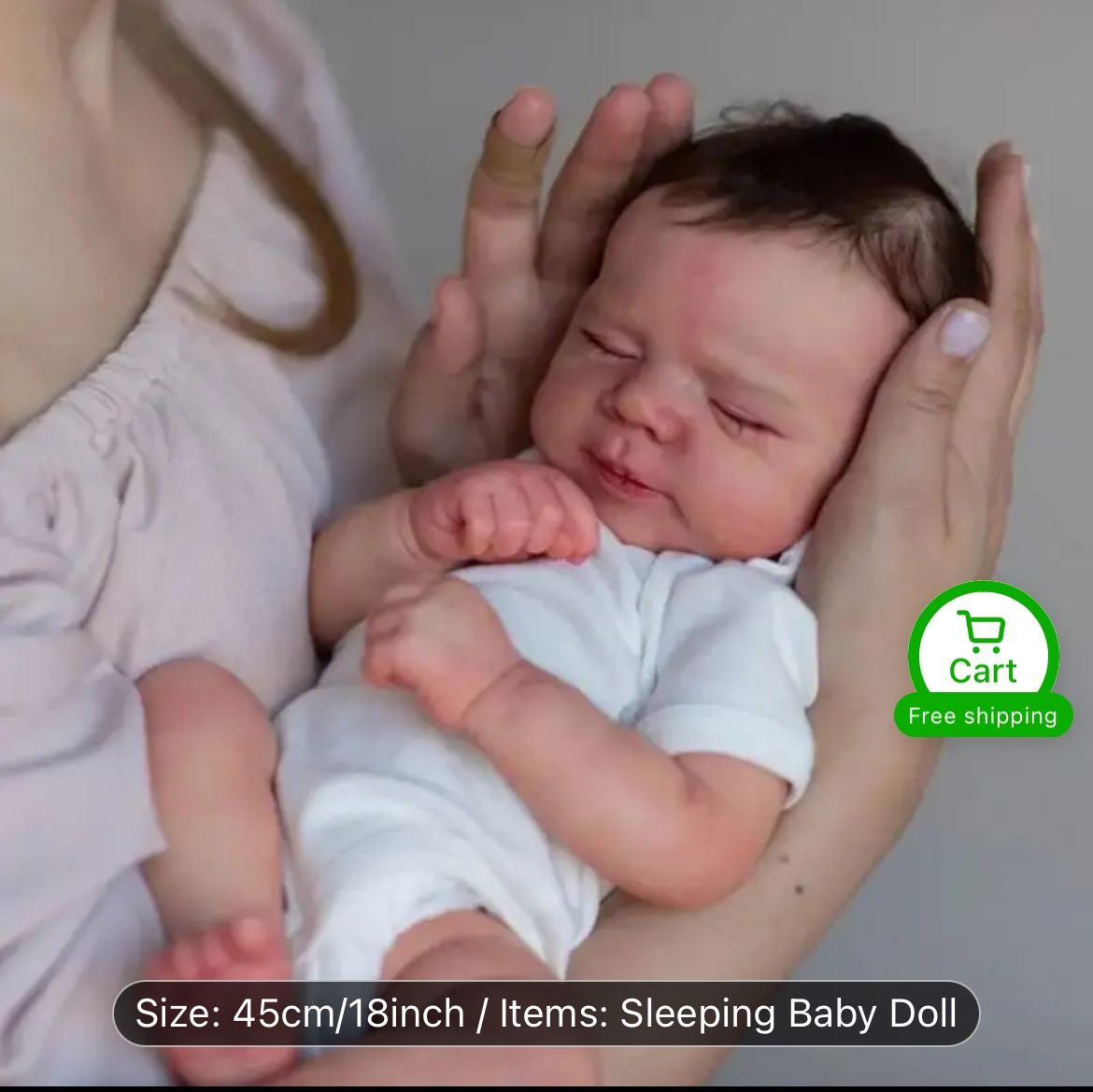 Realistic 18inch 45cm Soft Touch Silicone Asleep Art Reborn Baby Doll With 3D-paint Skin And Hand Painting Visible Veins Toy For Girl Kid Birthday Gif