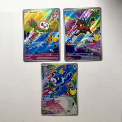 Pokemon 2026 First Partner Illustration Collection Series 1 Promos Set - Rowlet, Litten, and Popplio