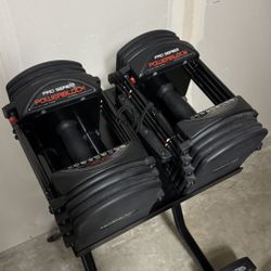 Powerblock Pro series 50ibs Expandable Up To 90ibs Includes Stand And Barbell Attachments