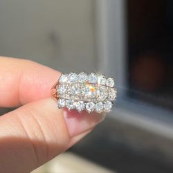 Huge Diamond Ring solid 14k white and yellow gold -almost 3 carats VS natural diamond ring
