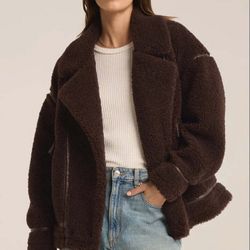 NEW - Z Supply Ari Sherpa Jacket in Dark Chocolate Brown - Medium
