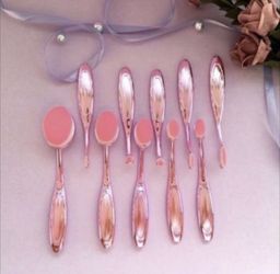 10-piece Oval Makeup Brush Set Pink