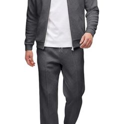 Men's Tracksuit 2 Piece Sets Casual Sweatsuit with Full Zip Athletic Jogging Suits Waffle Plaid Jacquard Outfits