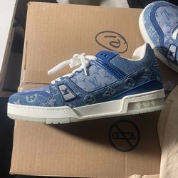 louis vuitton lv trainer denim monogram blue