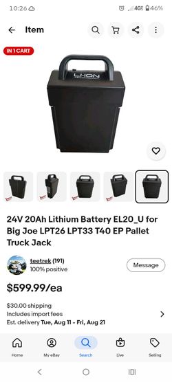 24V 20Ah Lithium Battery EL20_U for Big Joe LPT26 LPT33 T40 EP Pallet Truck Jack