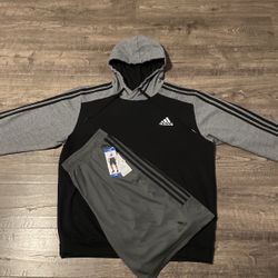 Adidas Mens Pullover Hoodie & Shorts 