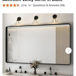 50% OFF - TOOLKISS 60x28" Bathroom Vanity Mirror Black Aluminum Frame