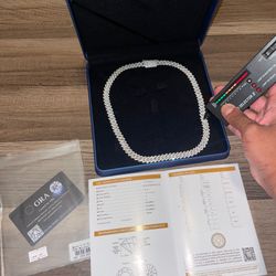 Moissiante Stone Vvs 17ct Silver 12mm 20inch Long Cuban Link Chain (PASSES DIAMOND TESTER) (ON SALE)