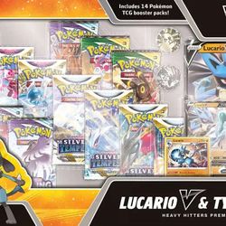 Pokemon TCG Lucario V & Tyranitar V Heavy Hitters Box -14 Packs W/Evolving Skies