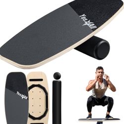 Yes4All 2-in-1 Balance Boards Set, 9 Adjustable Modes Surf Trainer, Wobble Board Exercise for Adults, Includes Roller & Ball  Lightly used; retail for