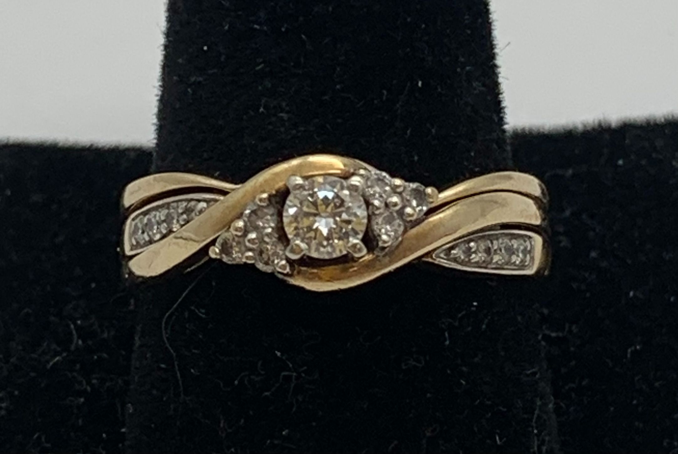Gold diamond wedding set #14721