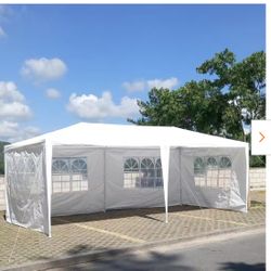 10 ft. x 20 ft. White Wedding Party Canopy Tent Outdoor Gazebo with 6-Removable Sidewalls&venta