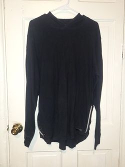 Black Longline Hoodie with Silver Side Zippers