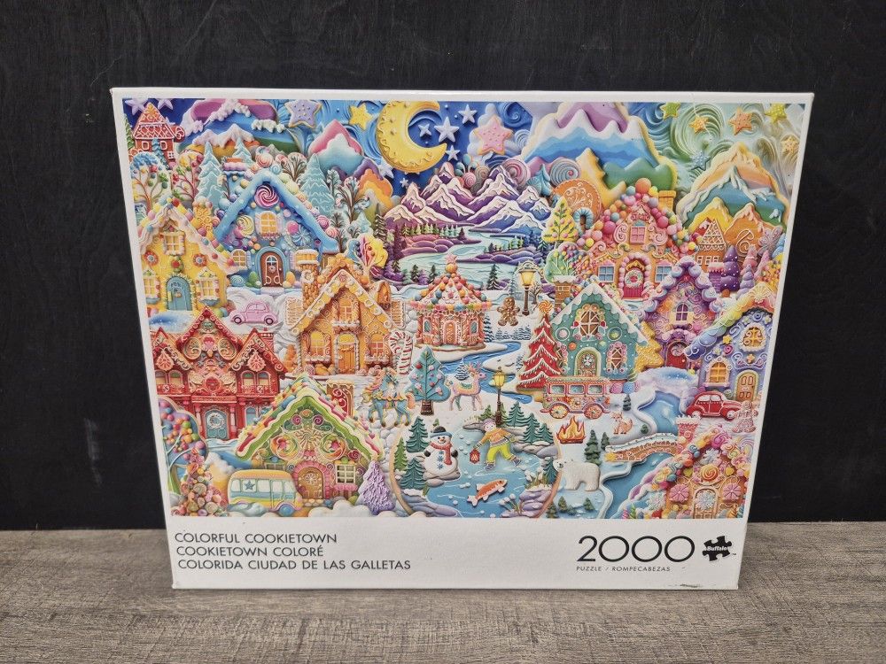 Buffalo Games Puzzle Colorful Cookietown, Christmas Puzzle 2000pcs. New, Sealed. See Description 