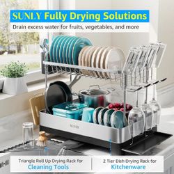 2-Tier Stainless Steel Dish Drying Rack 