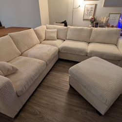 New Corduroy Sectional Sofa Couch with Ottoman! Includes Free Delivery 🚚! 