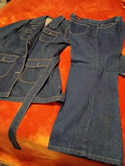 2 piece jean suit