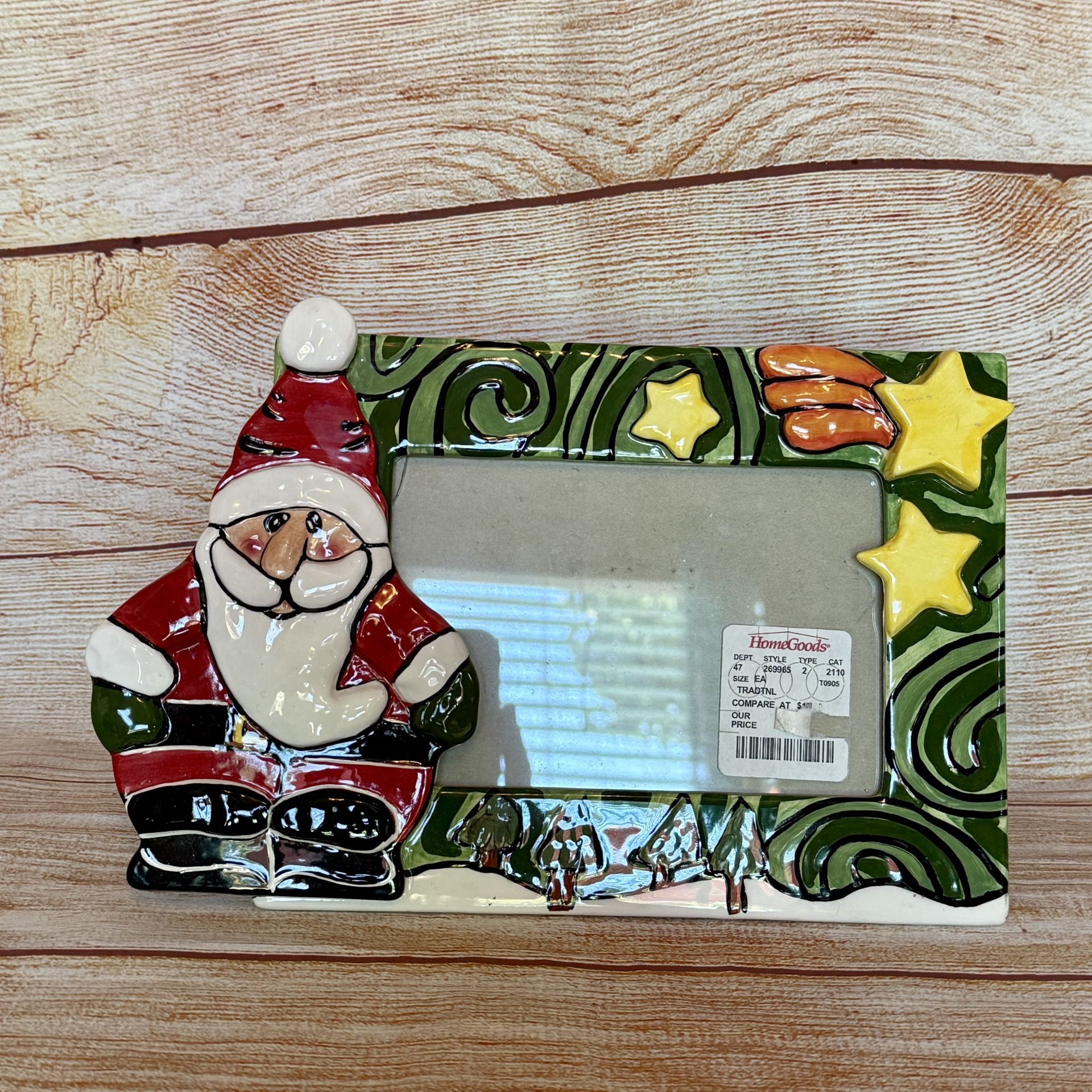 Christmas Santa Picture Frame, Size 4x6 Photo, New